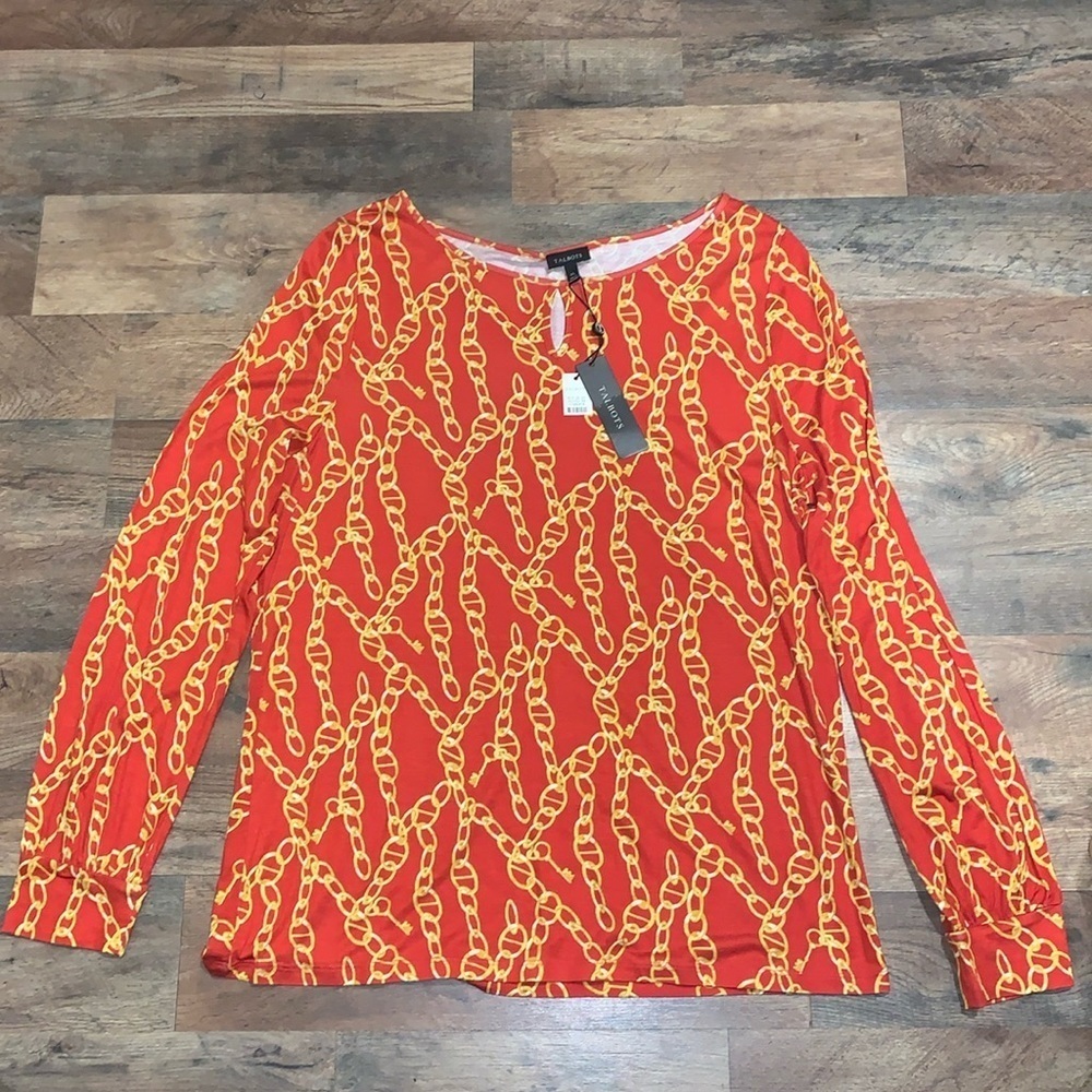 Talbots NWT Orange and Gold Long Sleeve‎ Shirt. Size XL.  Super soft fabric.